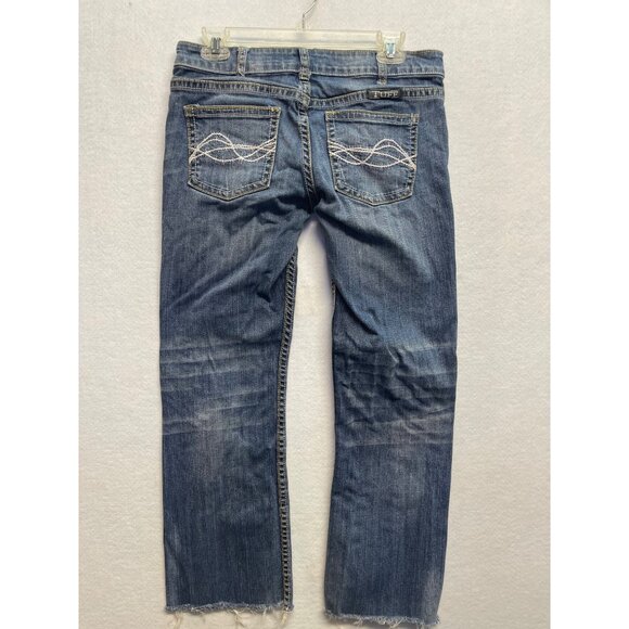 Cowgirl Tuff Womens Jeans Size 28x33 Raw Bottom Bootcut Medium Wash - Picture 4 of 14